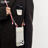 Crossbody Mirror Phone Case with Color Lanyard Strap